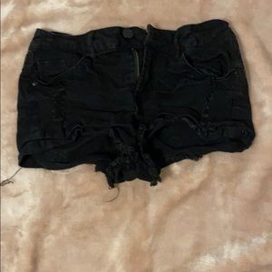 Black jean shorts